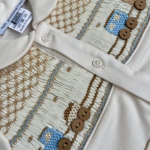 Train Embroidery Pima Cotton Romper