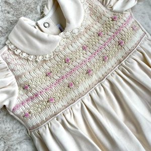 Girls Cream Pima Cotton Bubble Romper