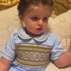 Boys Blue & Tan Smocked Suit