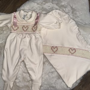 Pima Cotton Heart Baby Grow & Blanket Set