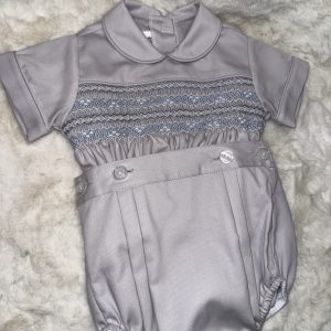 Luxury Grey & Blue Boys Smock