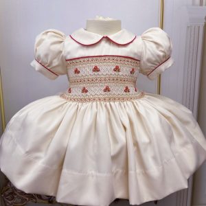 Light Cream & Red Roses Dress