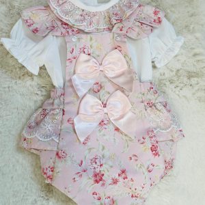 Flower Bow Dungaree Set