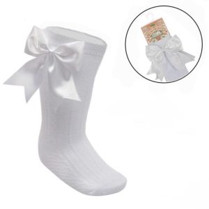 Girls White Bow Socks