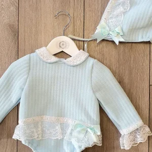 Girls Blue Romper & Bonnett