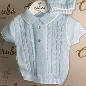 Boys Cable Knit Shorts Set