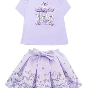 Lilac Carousel Top & Skirt Set