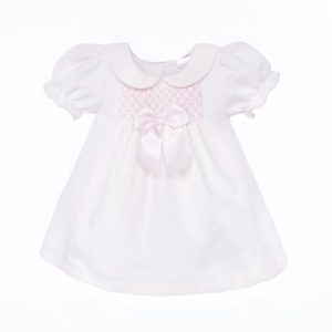 Pink Waffle Smocked Puff Dress