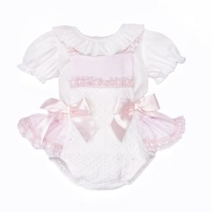 White & Pink Frilly Romper