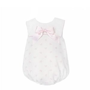 Girl Pink Bow Collar Romper