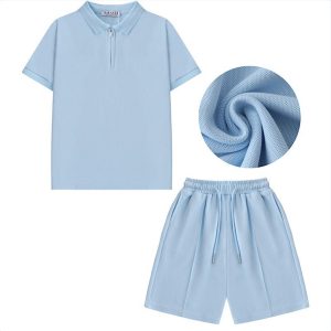 Blue Polo Zipped Top & Shorts