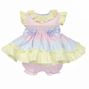 Rainbow Hand Smocked Dress & Knickers