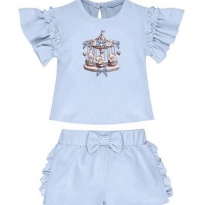 Blue Teddy Carousel Short Set
