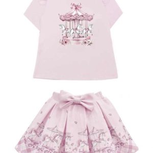 Pink Carousel Skirt & Top Set