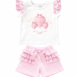 White & Pink Short Set