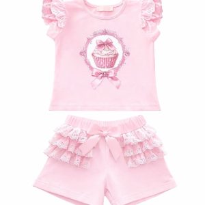 Pink Cupcake Shorts Set