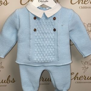 Blue Knitted Three Peice Collar