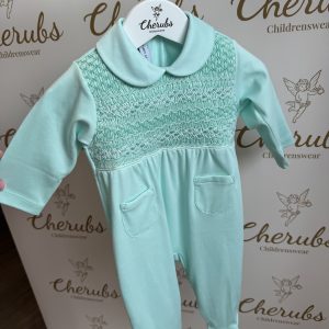 Boys Peppermint Pima Cotton Baby Grow