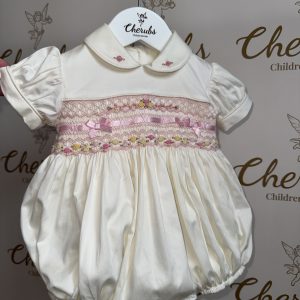 Cream Luxury Ribbon Bubble Romper