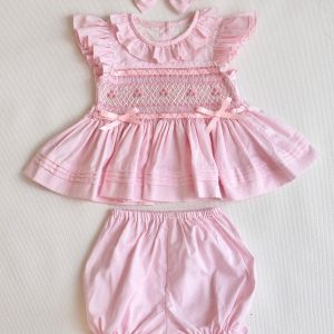 Blush Petal Smocked Bloomer Set