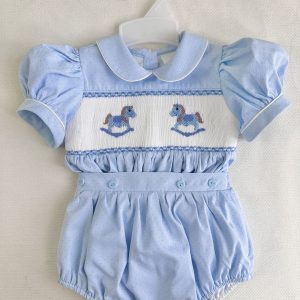 Boys Rocking Horse Smocked Suit.