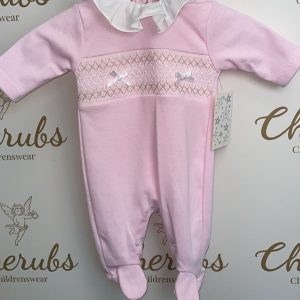 Pink Frill Collar Baby Grow