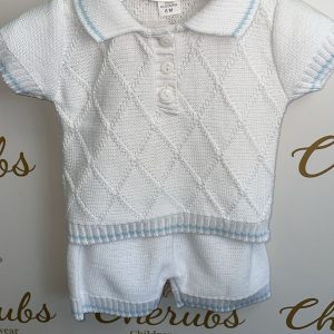 Knit White Diamond Top & Shorts