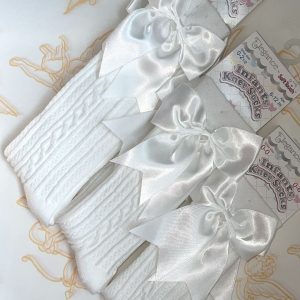 Girls Cream Bow Socks
