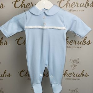 Boys Blue Trim Baby Grow