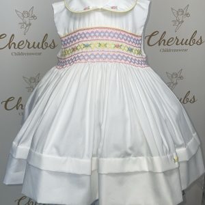 White & Pastel Sleeveless Dress