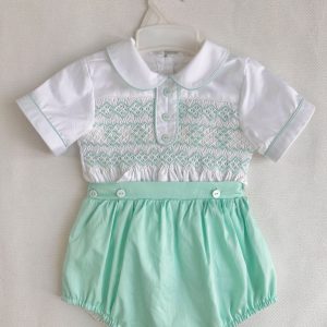 Boys Mint Smocked Suit