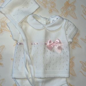 Knit White & Pink 3 Peice Set