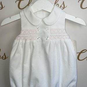 White Sleeveless Smocked Romper