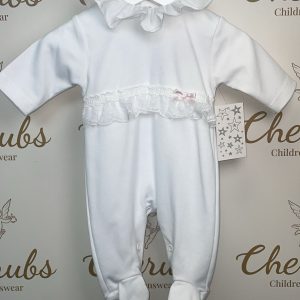 White Lace Detail Baby Grow
