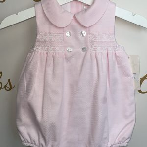 Pink Sleeveless Smocked Romper