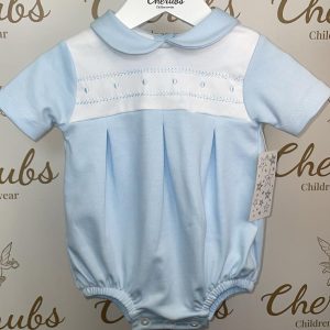 Blue & White Boys Romper