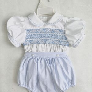 Boys Sky Blue Smocked Suit