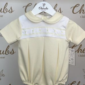 Lemon & White Boys Romper