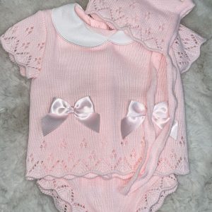 Pink Short Bonnett Set