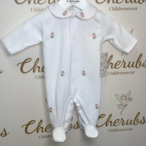 Rose Embroidered Baby Grow