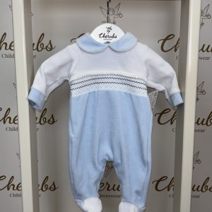 Two Colour Smocked Baby Grow