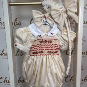 Champagne Roses Romper & Bonnett