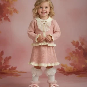 Pink & Cream Knit Skirt Set