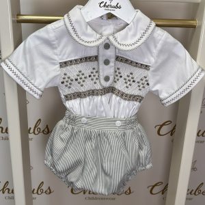 Grey Stripe Boys Suit